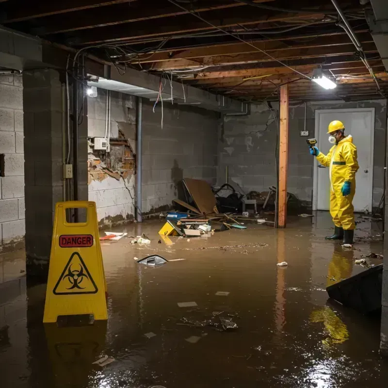 Flooded Basement Electrical Hazard in Saint Elmo, IL Property